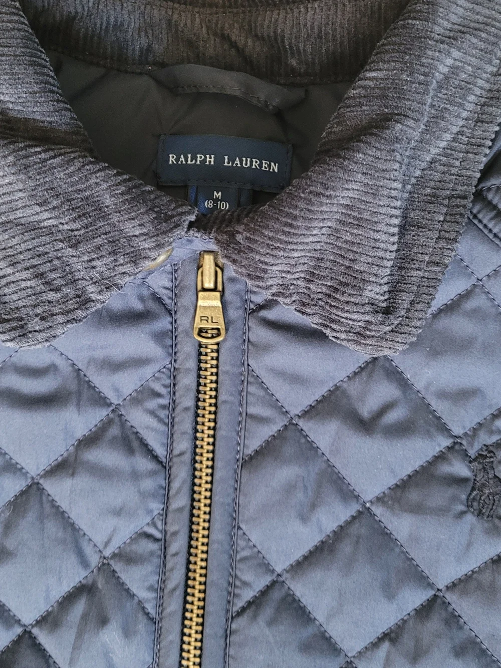 Polo Ralph Lauren Girls M 8-10 Navy Blue Quilted Peplum Barn Jacket